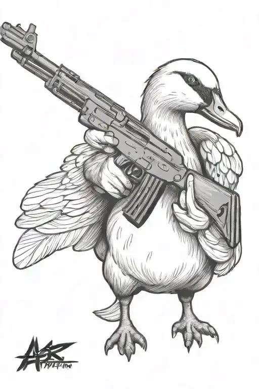 Goose Holding Ak47 Gun