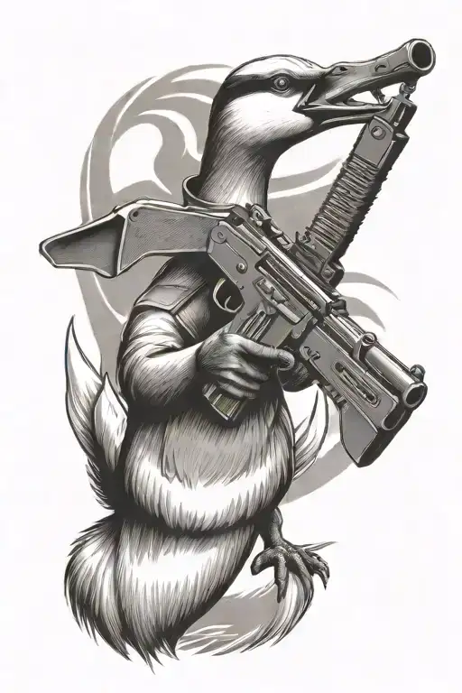 Goose Holding Ak47 Gun