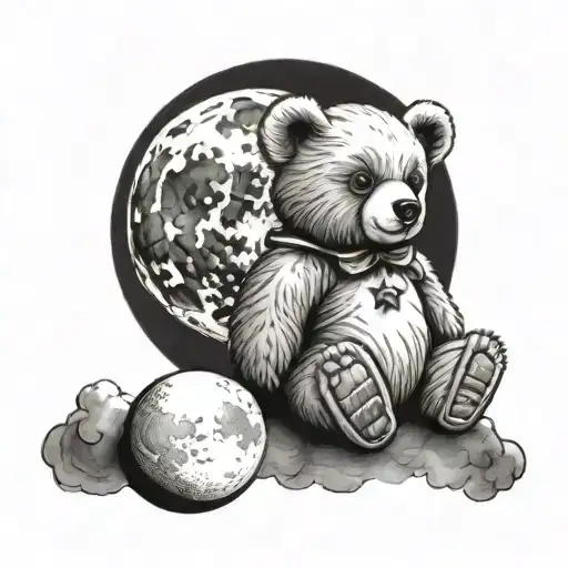 Teddy Bear Waxing Gibbous Moon
