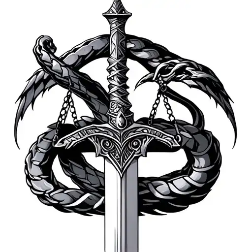 Scale And Sword Of Justice Intertwined