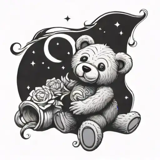Teddy Bear Waxing Gibbous Moon Aquarius Vase