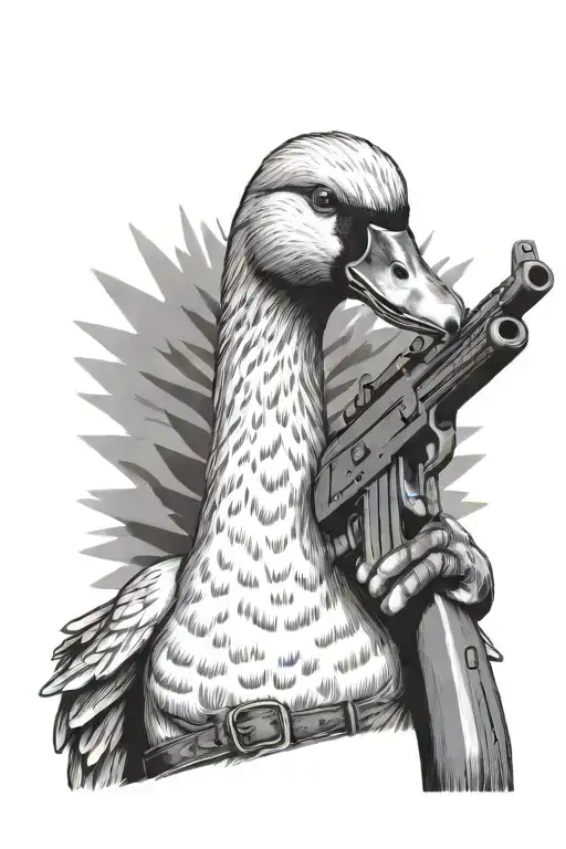 Goose Holding Ak47 Gun