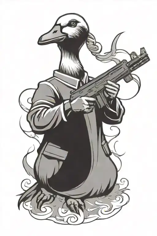 Goose Holding Ak47 Gun