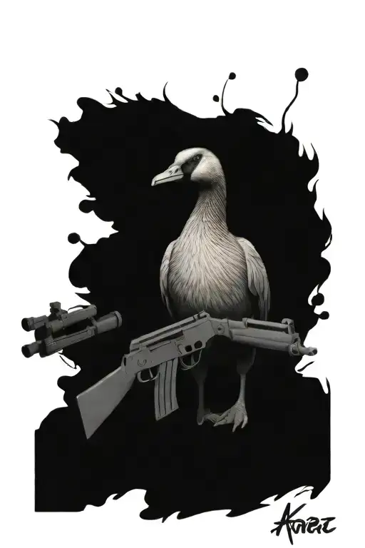 Goose Holding Ak47 Gun