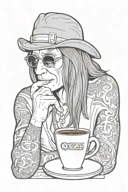 Ozzy Tired Drinking Coffee