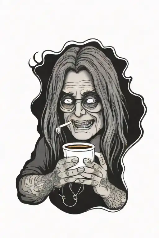 Ozzy Tired Drinking Coffee
