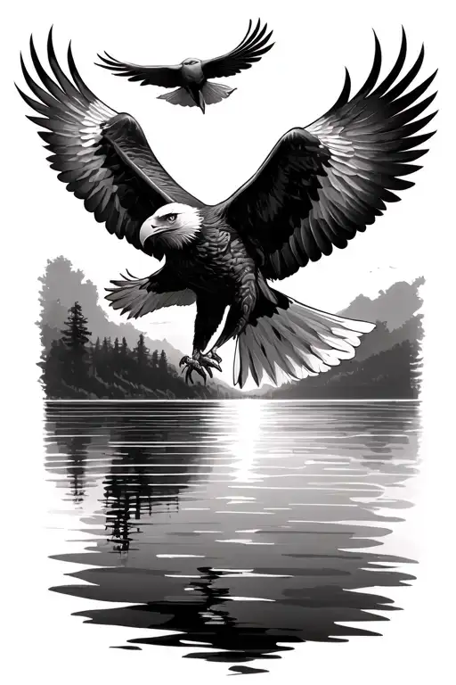 Sunset With Birds And An Eagle