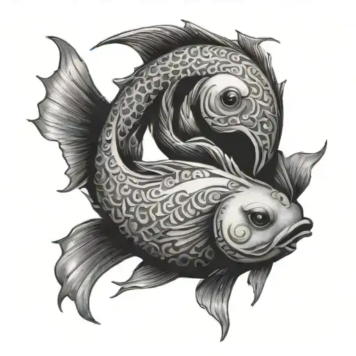 Yin And Yang Tattoo In The Form Of Black And White Fish