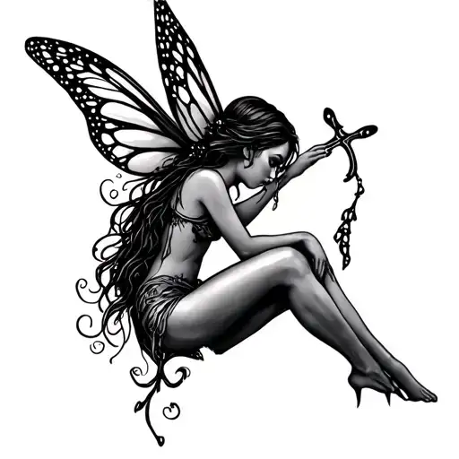 Fairy Cross Legs Hanging In Profile