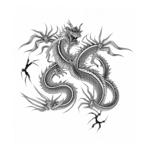 Japanese Dragon With Spider Liys