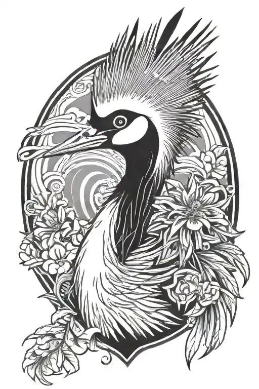 African Crowned Crane Japanese Style