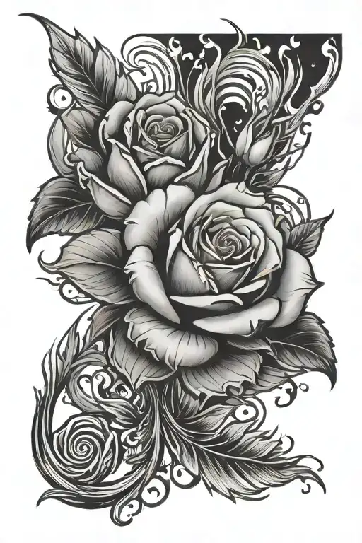 Rose On Fire Surrounding Phoenix