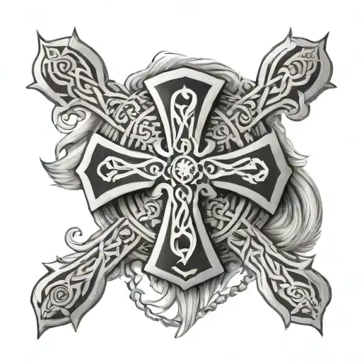 Irish Celtic Cross With Bear Head