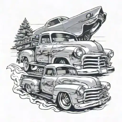 1954 Chevy Pickup Towing A 1972 Nova Stock Car