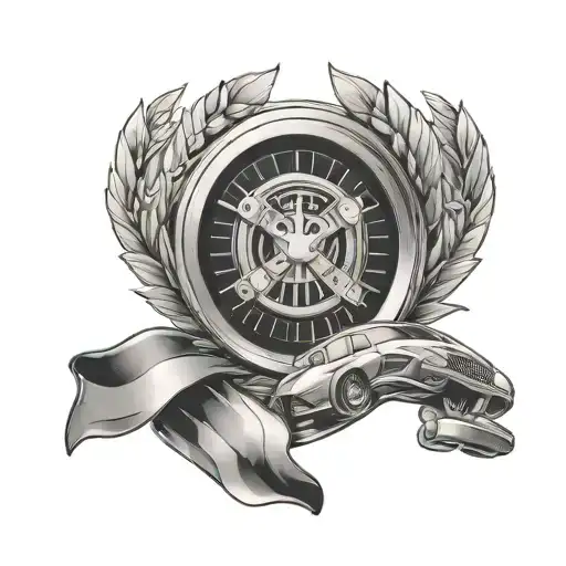 Trophy With Medal And Car Racing Track