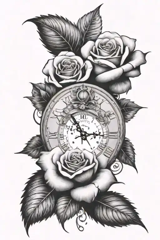 Photography Clock And Rose