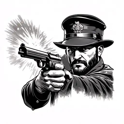 Russian Mafia Boss Hold Tommy Gun Shooting