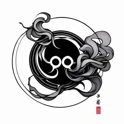 Ikigai Symbol Smoke Background