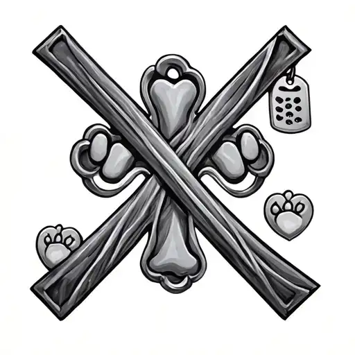 Infinity Cross With Paw Print And Dog Tags