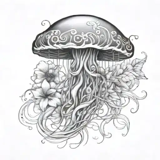 Jelly Fish With Flowers Growing