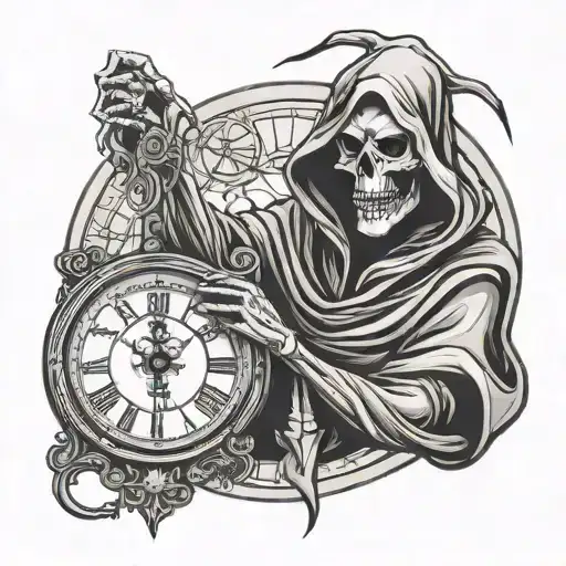 Grim Reaper Holding Clock Face