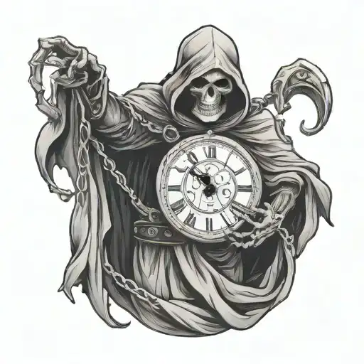 Grim Reaper Holding Clock Face