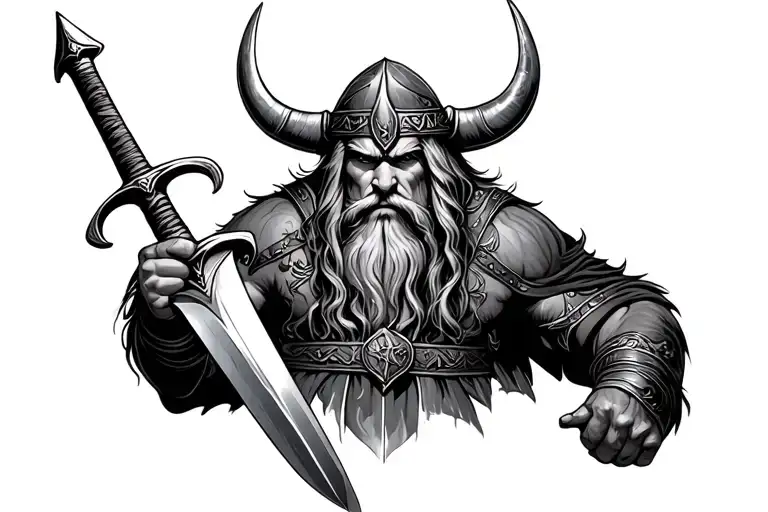 Viking Warrior Wielding A Sword