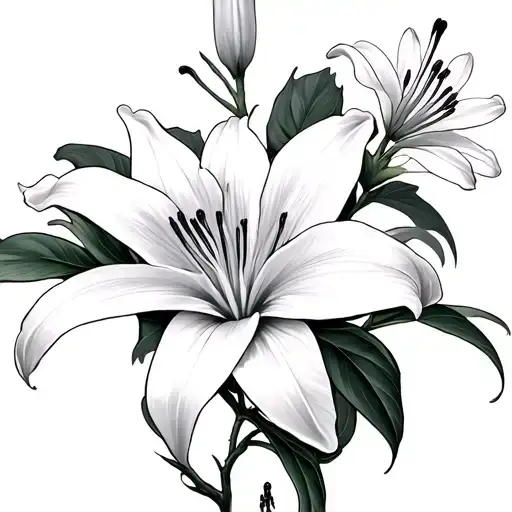 Spider Lily Flower And Sakura Flowers