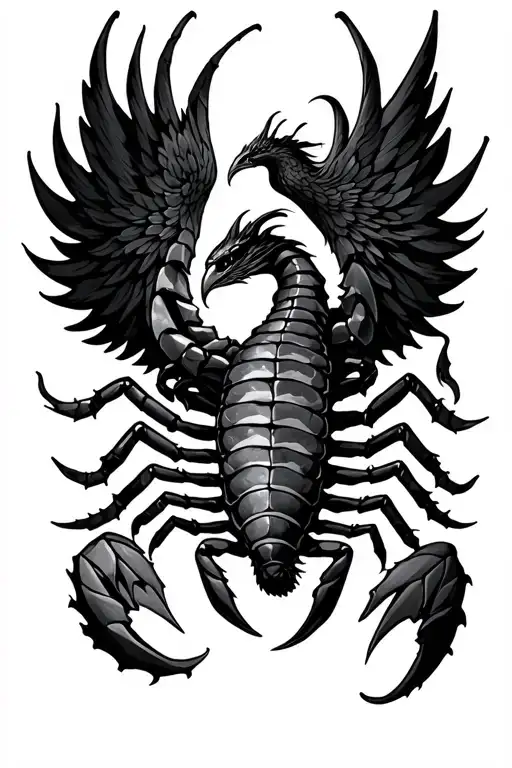 Scorpion Mixed With A Phoenix Rising From The Ashes