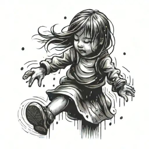 Little Girl Dancing In Rain