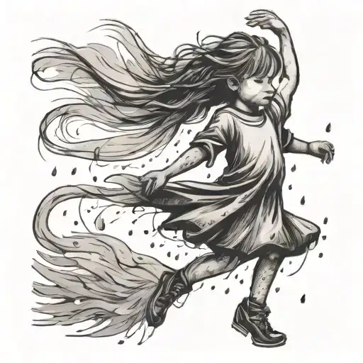 Little Girl Dancing In Rain Simple