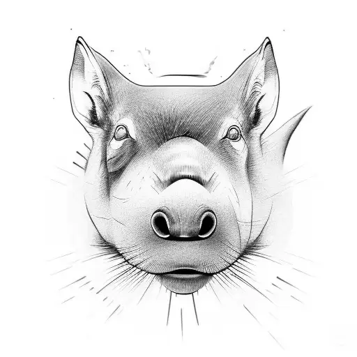 A Realistic Black And Grey Tattoo Of Bane's Mask Merged With A Capybara Face