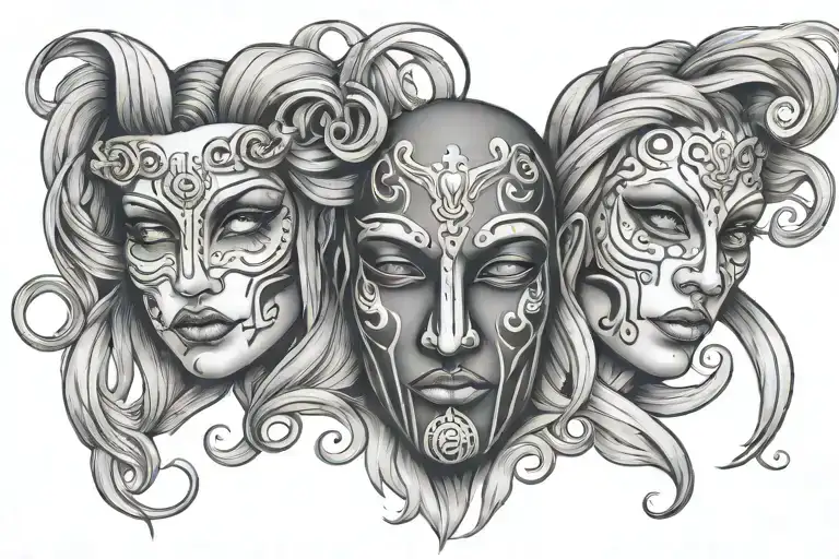 Gemini Themed Sad And Happy Mask Adorned