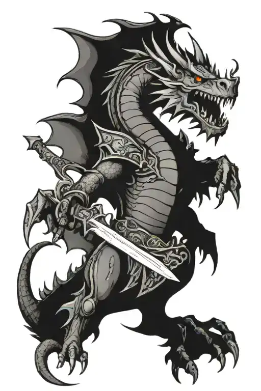 Rampart Welsh Dragon With Sword Going