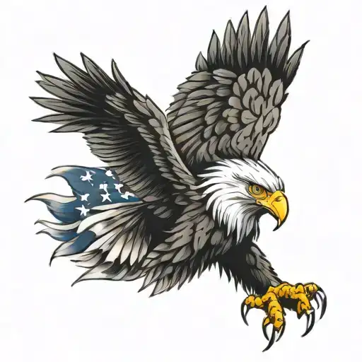 Eagle Clawing American Flag