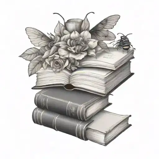 Floral Shoulder Cap With Books And Bees Flying
