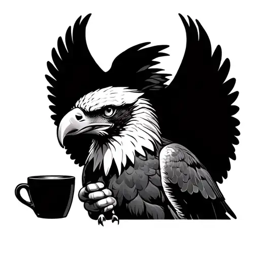 Eagle Holding Coffee Cup