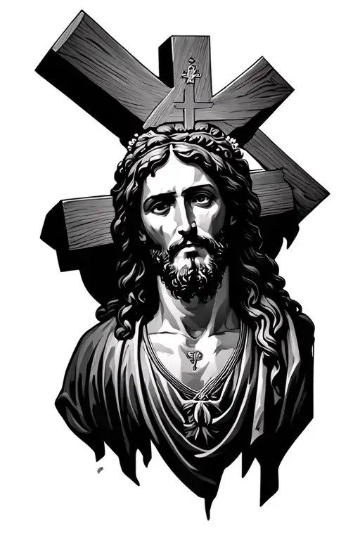 Jesus Christ With Cross In The Background