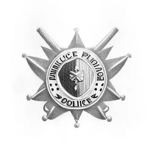 A Police Badge Intertwined With Angel Wings And Surrounded By Guns