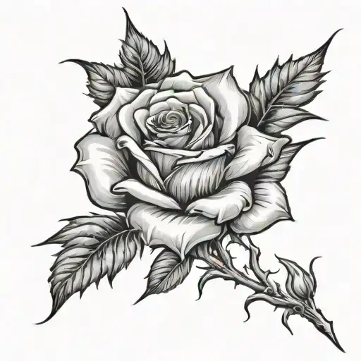 Rose With Stem And Thorns Wrapped