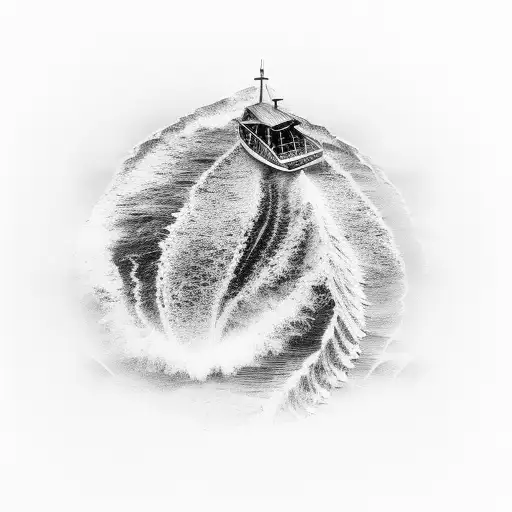 Small Boat Making Waves In Ocean No Background