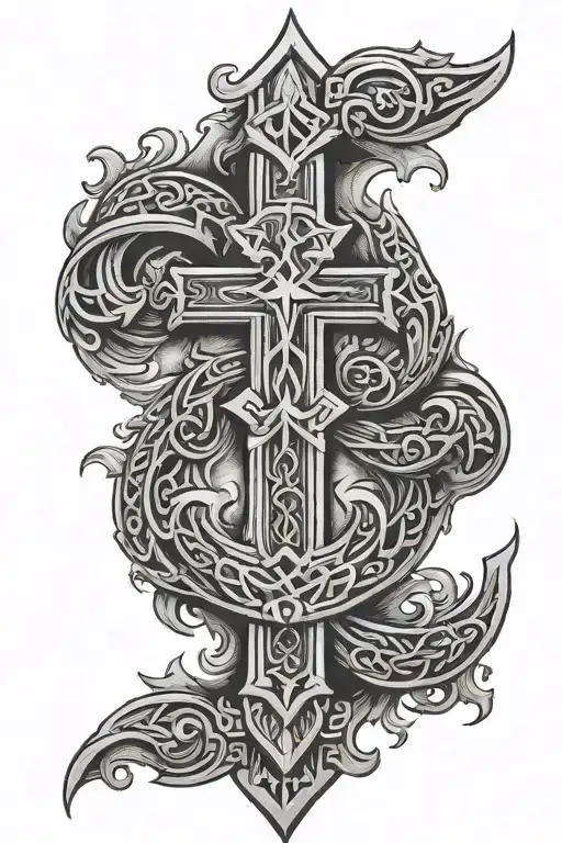 Forearm Tattoo Nordic Viking Style With Cross Intertwined