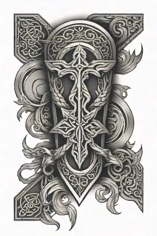 Forearm Tattoo Nordic Viking Style With Cross Intertwined