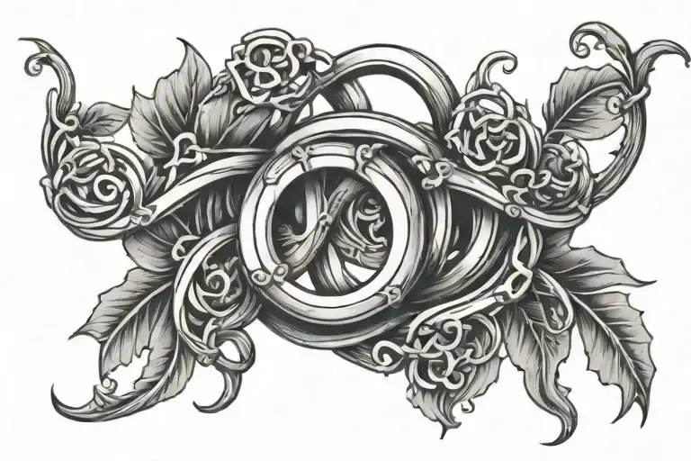 3D 3 Rings Interwined Vines Wrapped