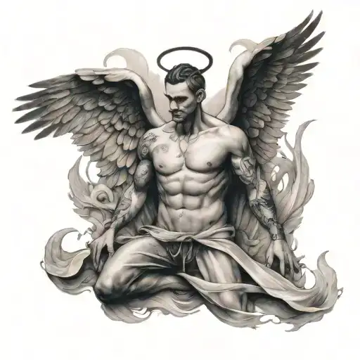 Man Full Body With Angel Wings