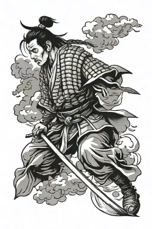 Samurai In The Rain Cloud