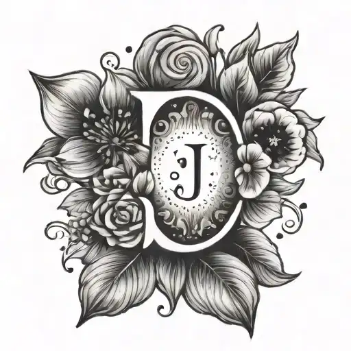 Small Feminine Flowers Initial J Moon Phase
