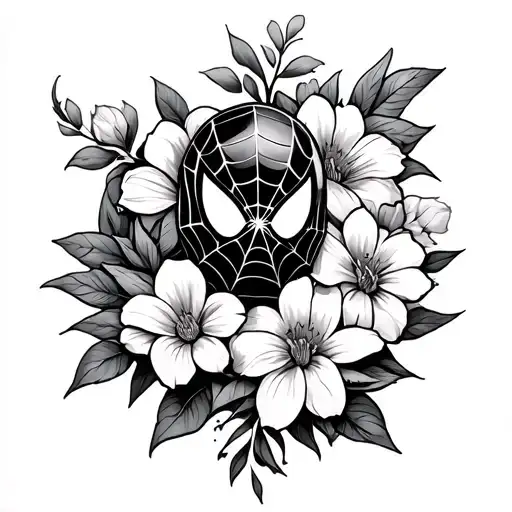 Spider Man And Flowers Intertwined