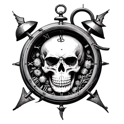 A Skull I The Form Of A Clock Inside