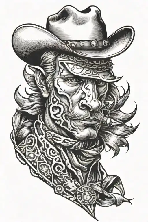 Cow Boy Tattoo Design